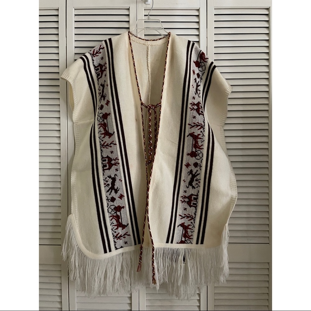 Vintage Oversized Knit Poncho Vest